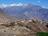309 Jharkot From Near Muktinath As I ascended from Jharkot towards Muktinath, I looked back to catch a magnificent view in the early morning sun of Jharkot.